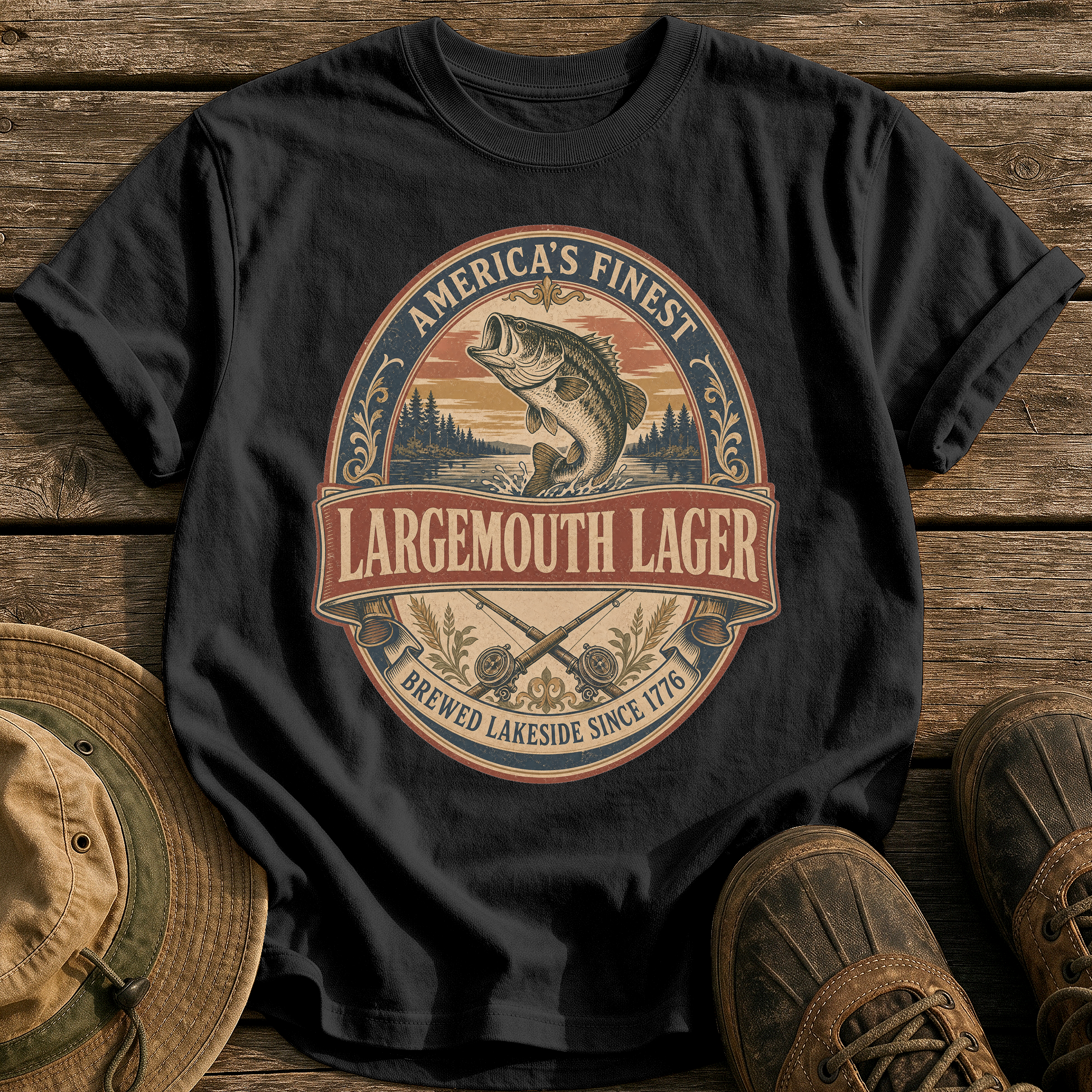 Largemouth Lager tee - Black - front