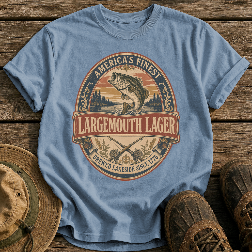 Largemouth Lager tee - Blue Jean - front