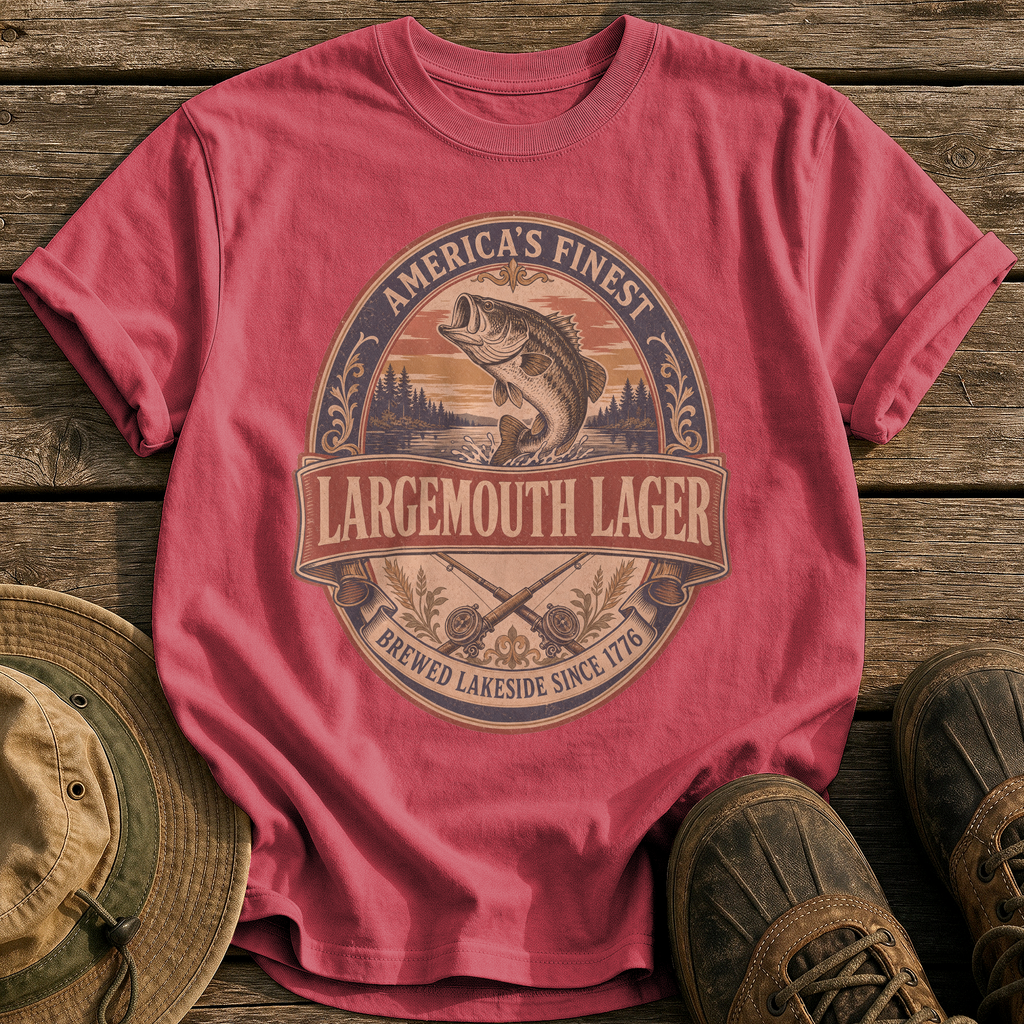 Largemouth Lager tee - Chili - front