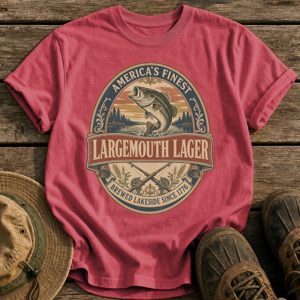 Largemouth Lager tee - Chili - front