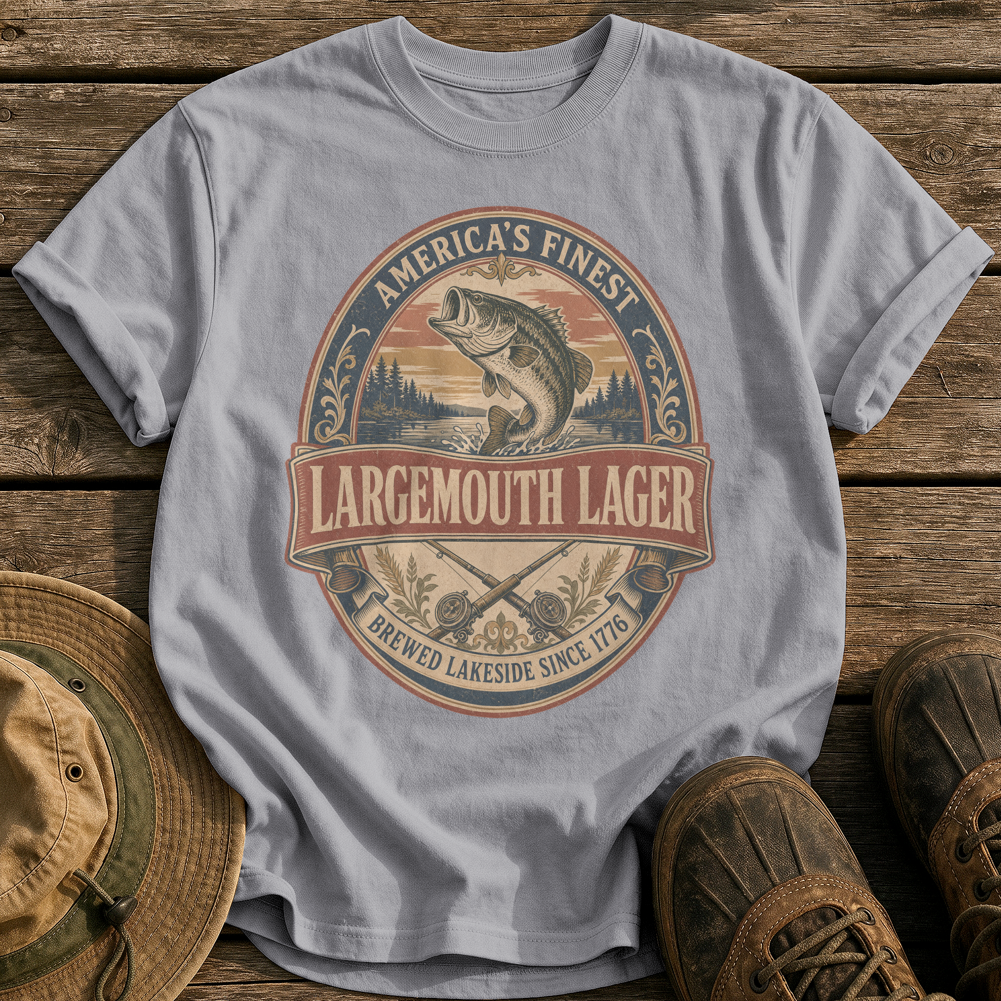 Largemouth Lager tee - Grey - front