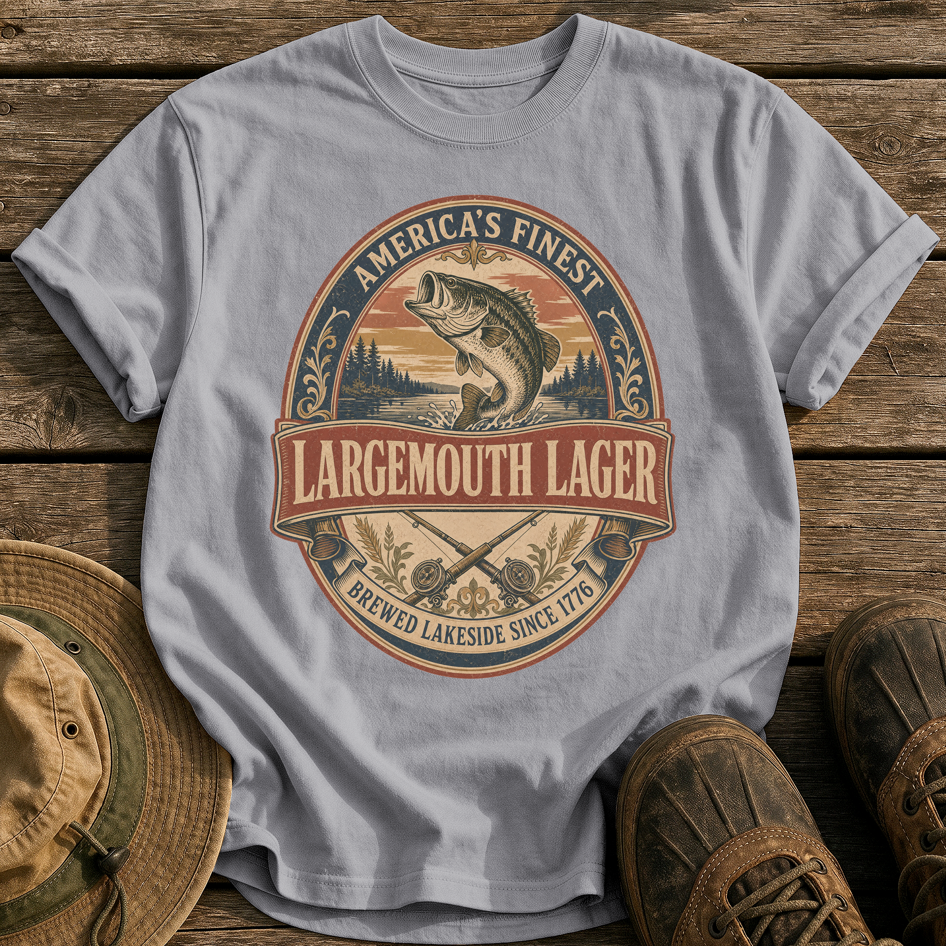 Largemouth Lager tee - Grey - front