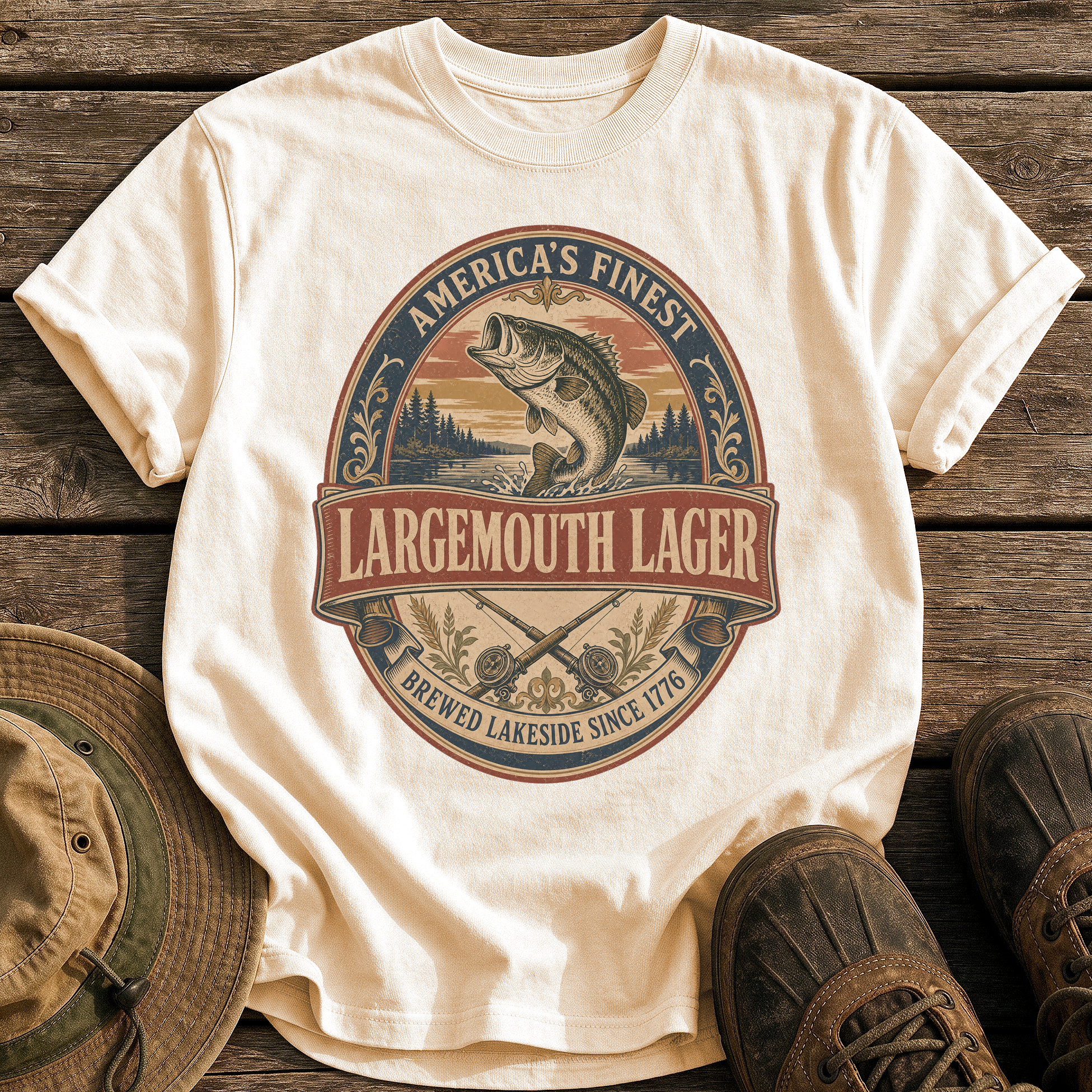 Largemouth Lager tee - Ivory - front
