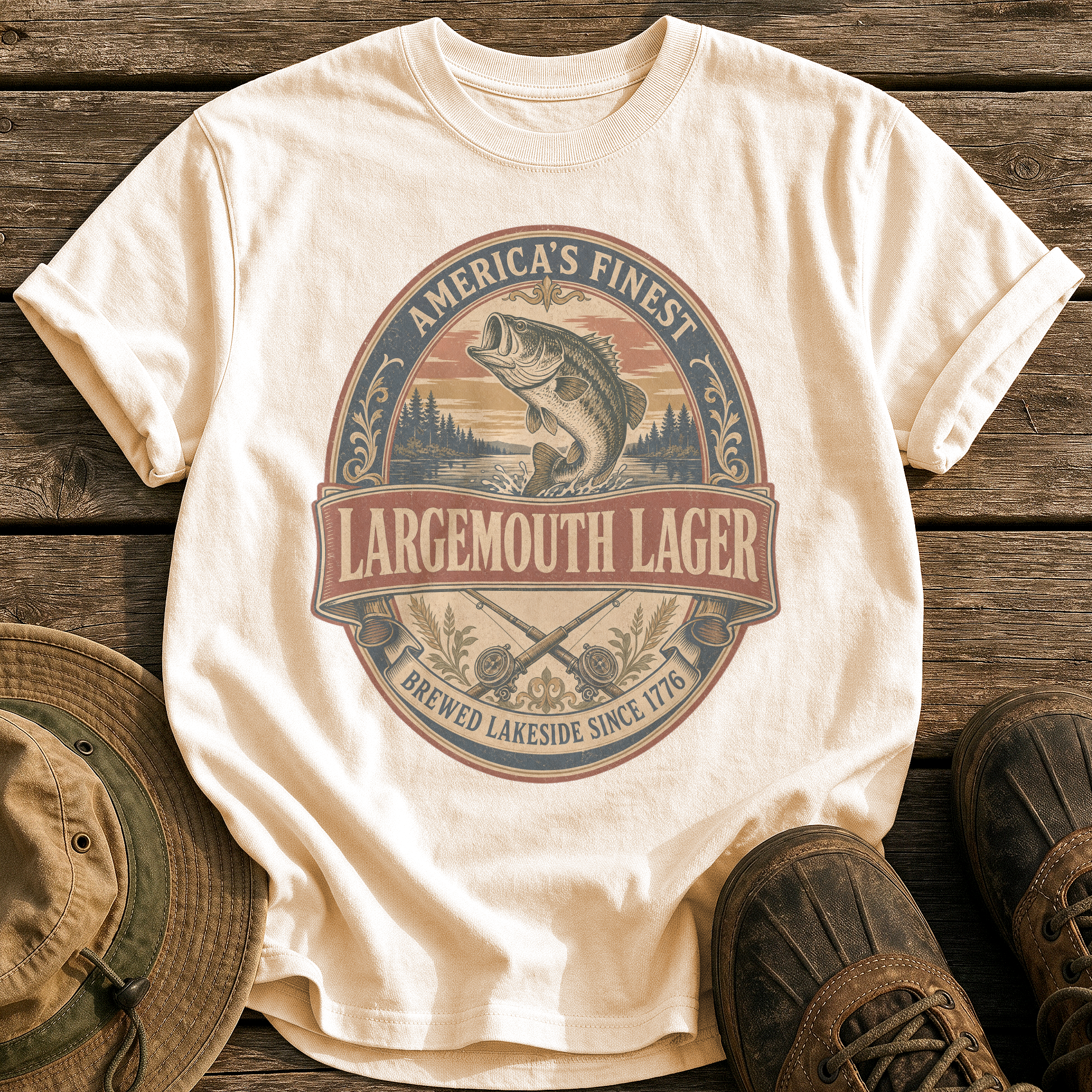 Largemouth Lager tee - Ivory - front