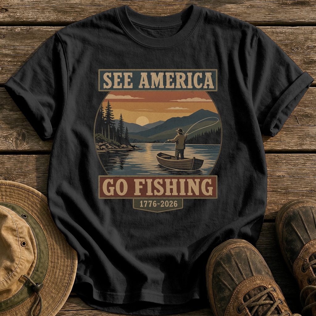 See America Go Fishing tee - Black - front