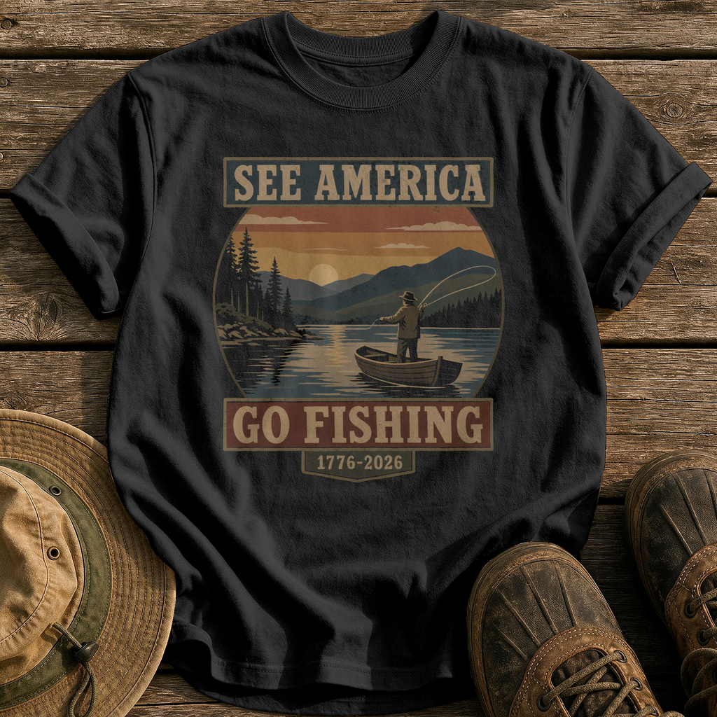 See America Go Fishing tee - Black - front