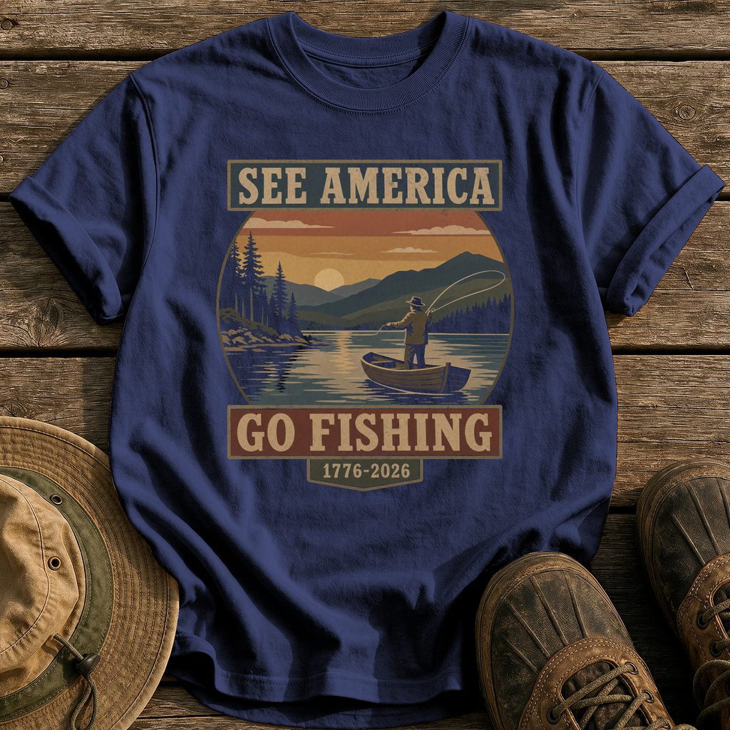 See America Go Fishing tee - True Navy - front