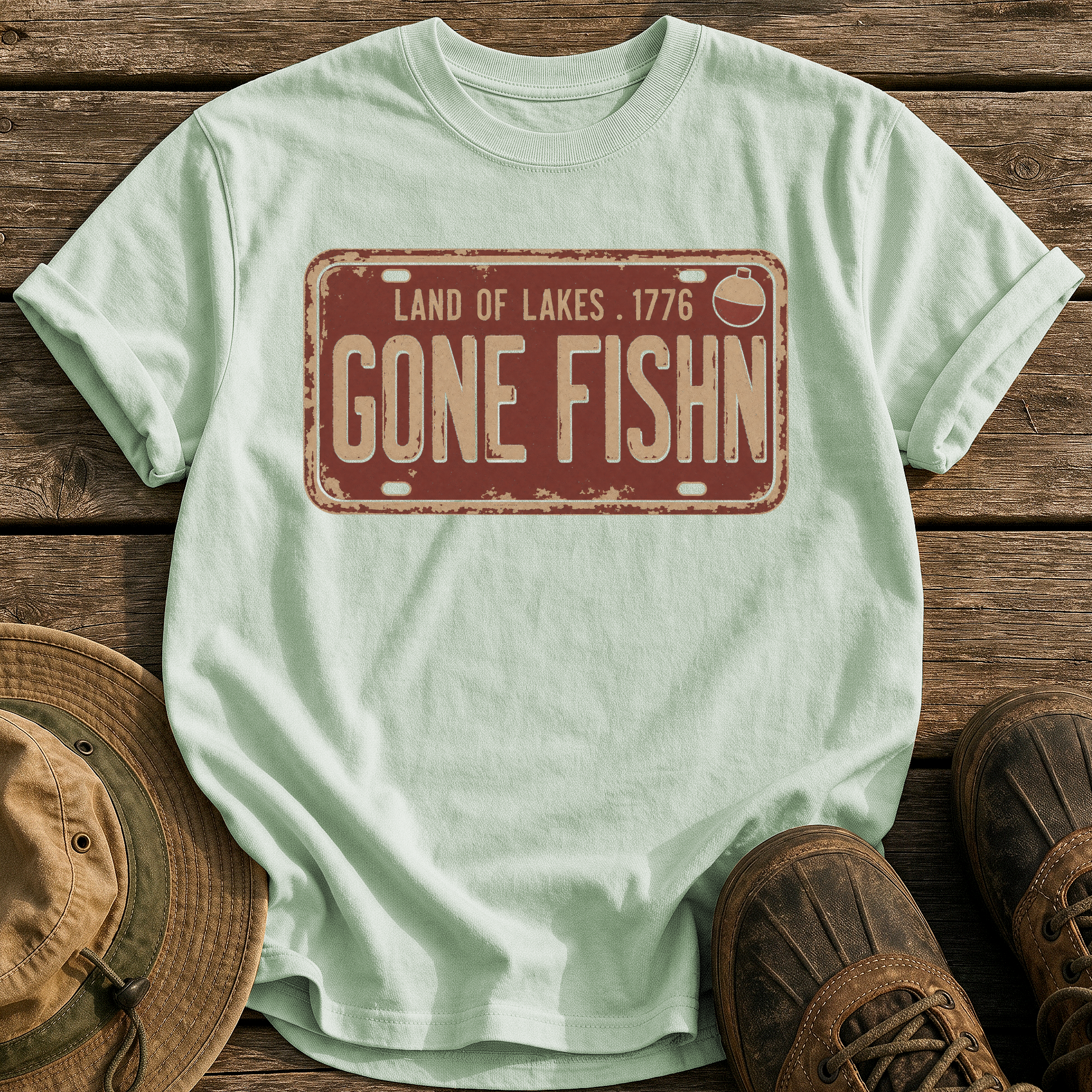 Gone Fishin Plate tee - Bay - front