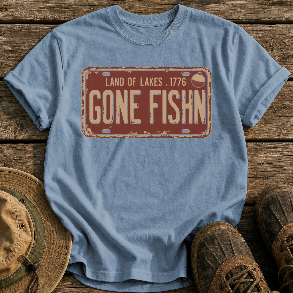 Gone Fishin Plate tee - Blue Jean - front