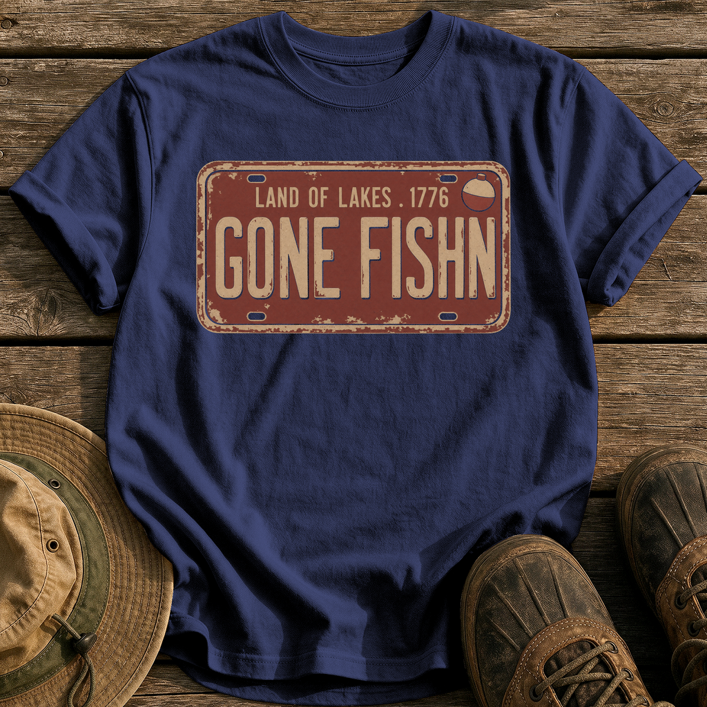 Gone Fishin Plate tee - True Navy - front