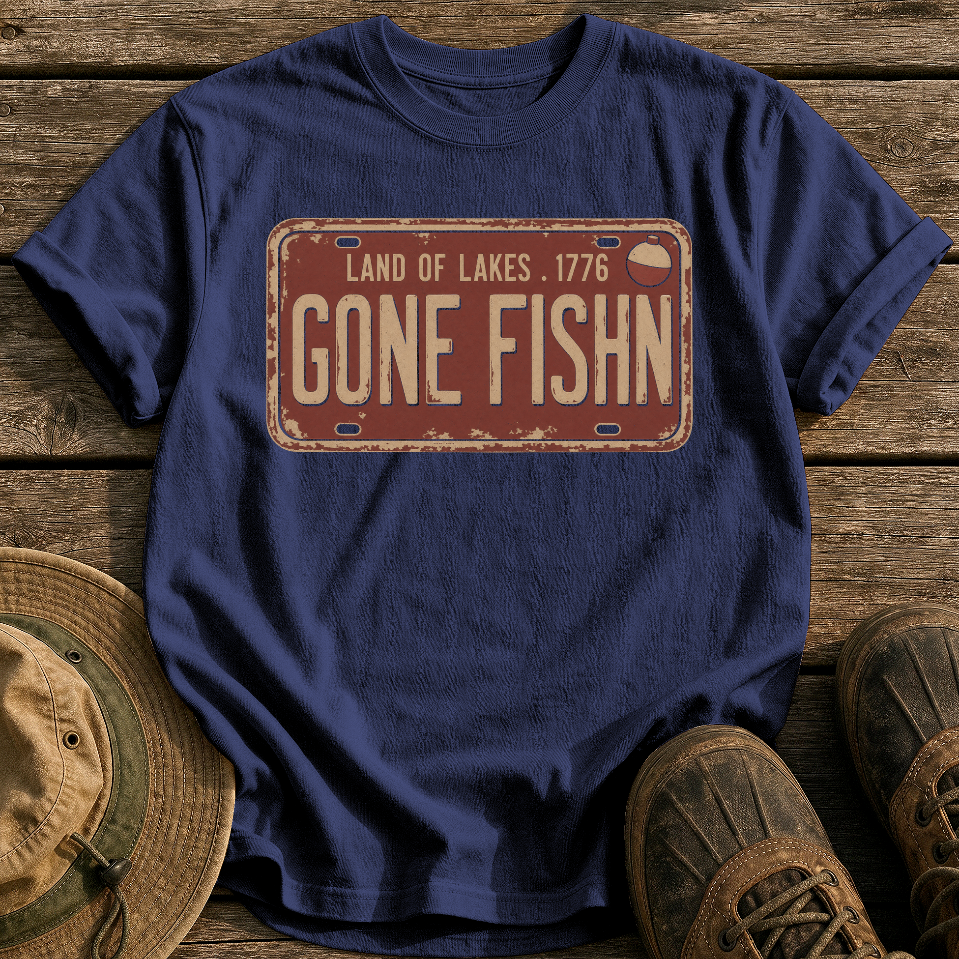 Gone Fishin Plate tee - True Navy - front