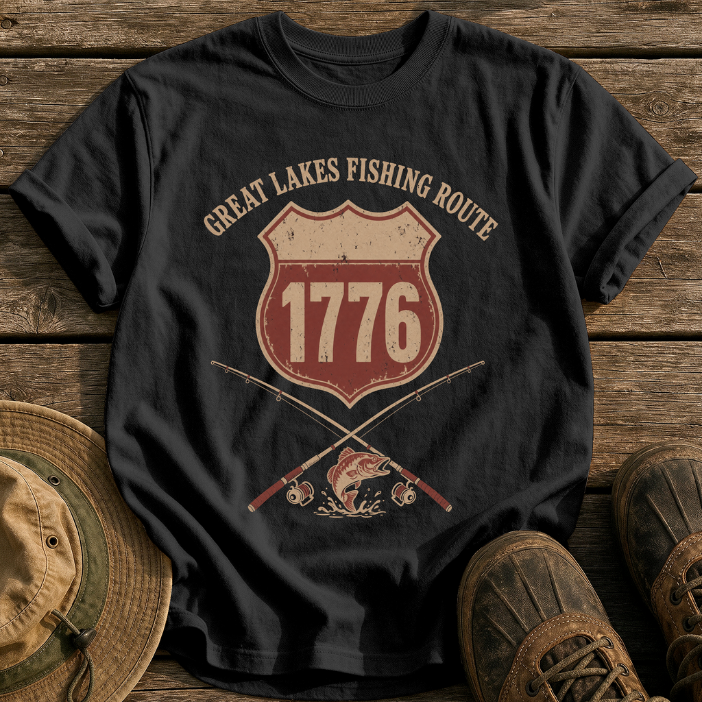 Great Lakes Fishing Route tee - Black - front