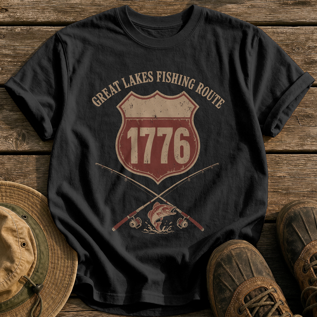Great Lakes Fishing Route tee - Black - front