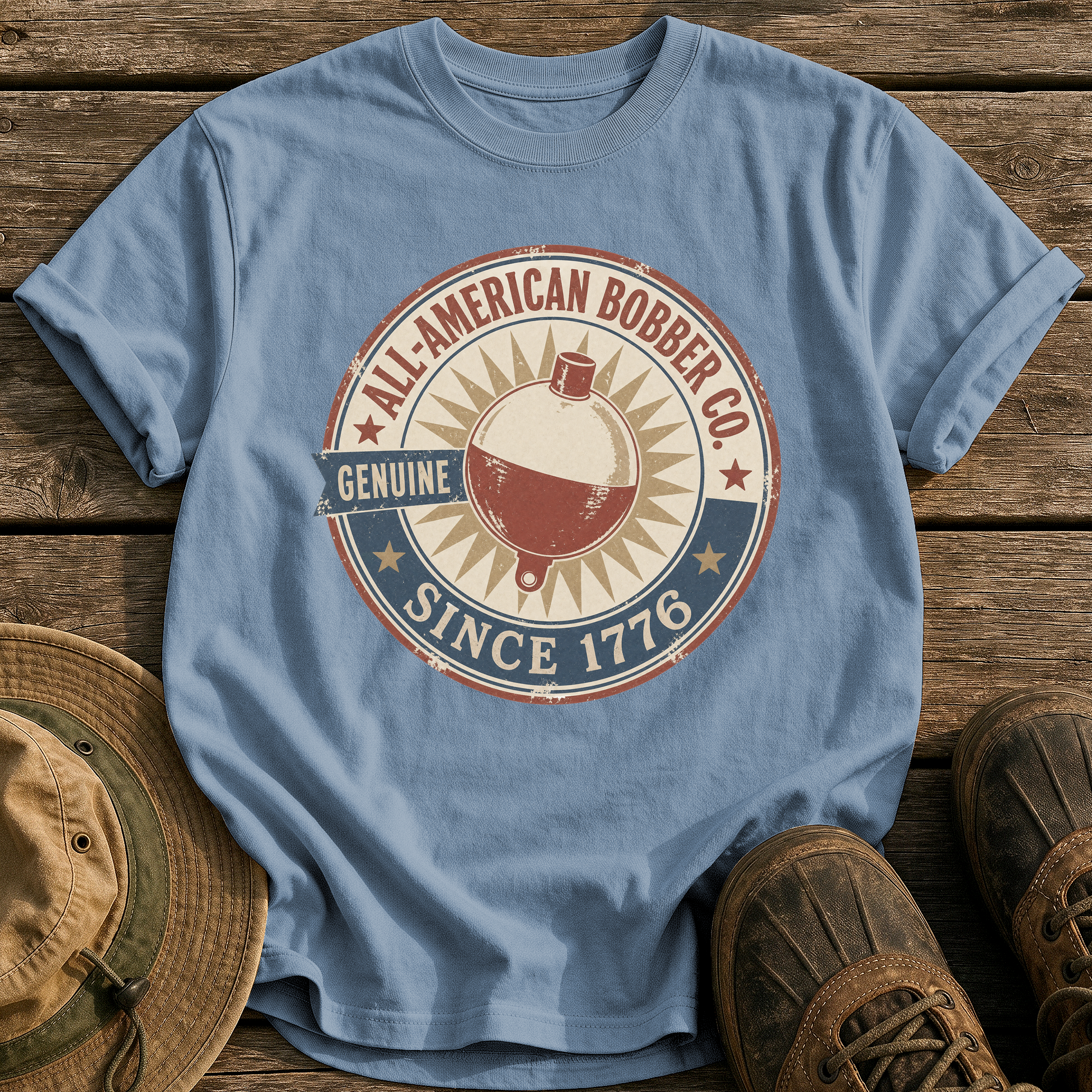 All-American Bobber Co. tee - Blue Jean - front
