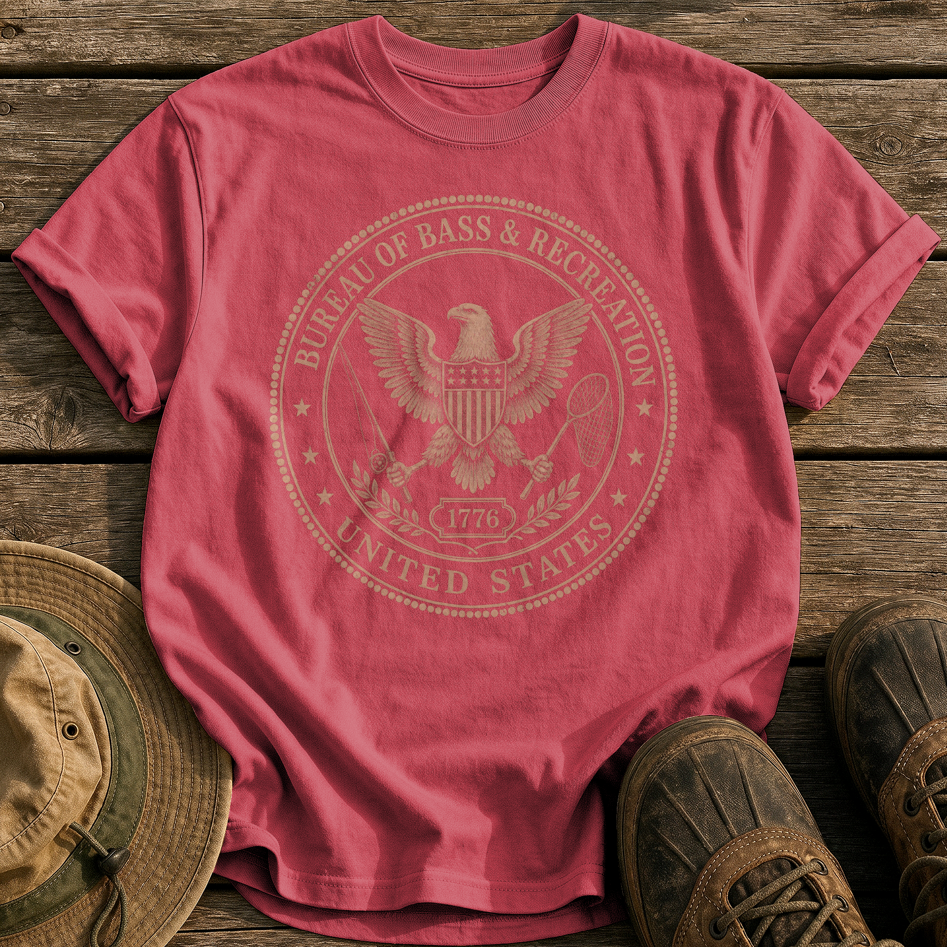 Bureau of Bass tee - Chili - front