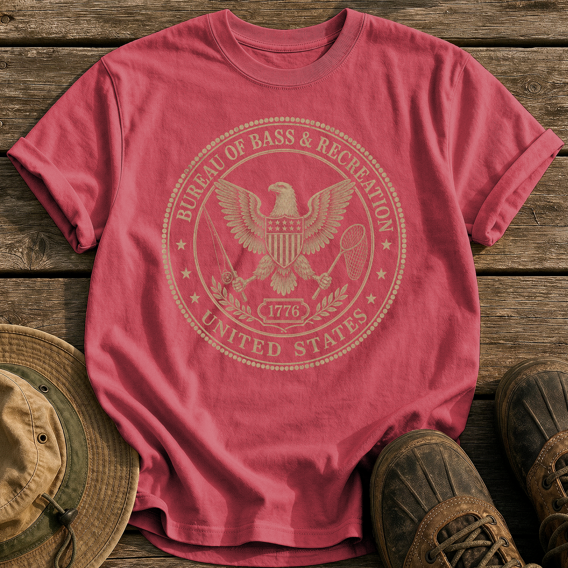 Bureau of Bass tee - Chili - front