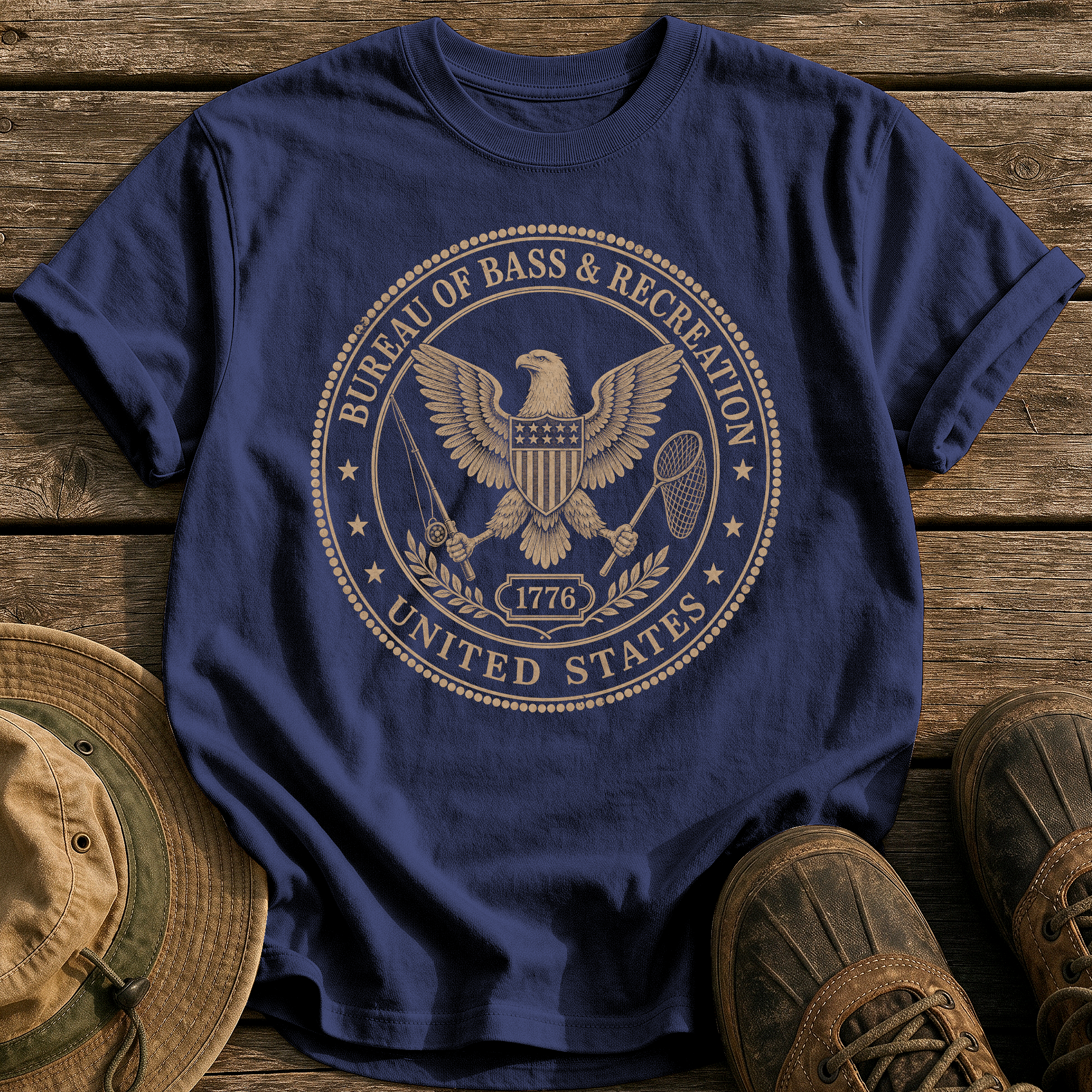 Bureau of Bass tee - True Navy - front