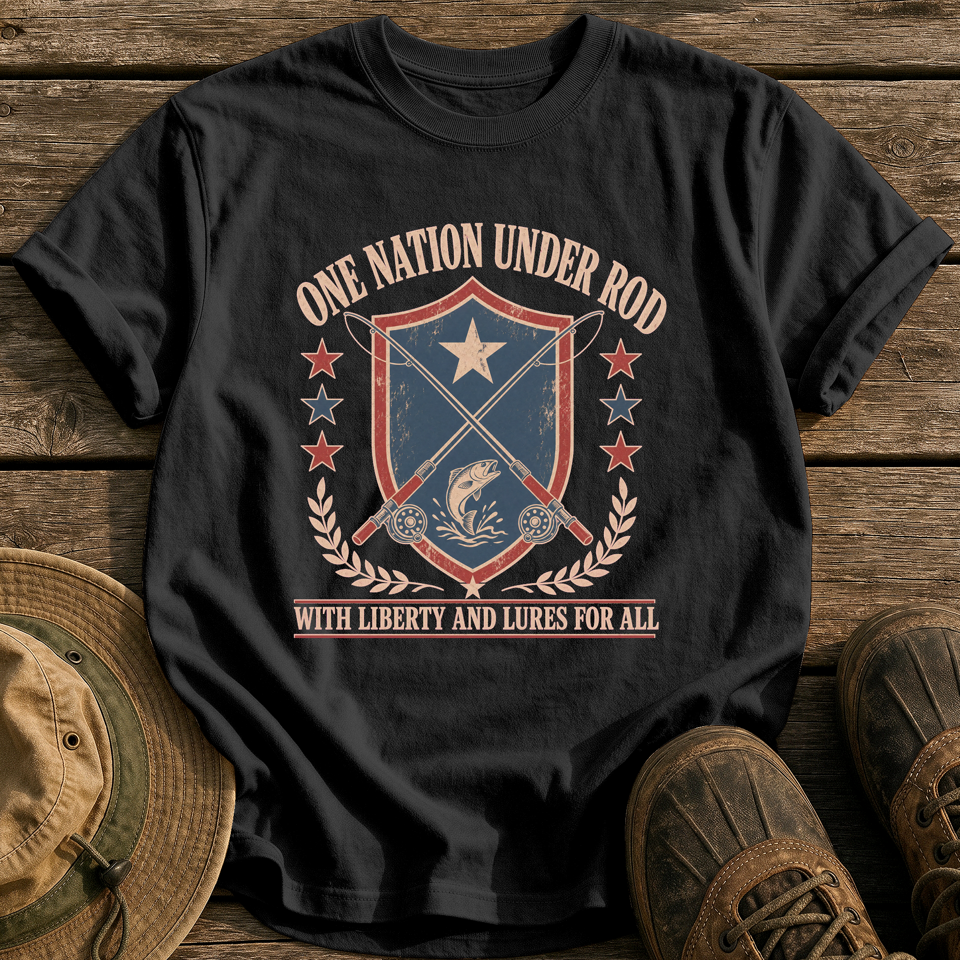 One Nation Under Rod tee - Black - front