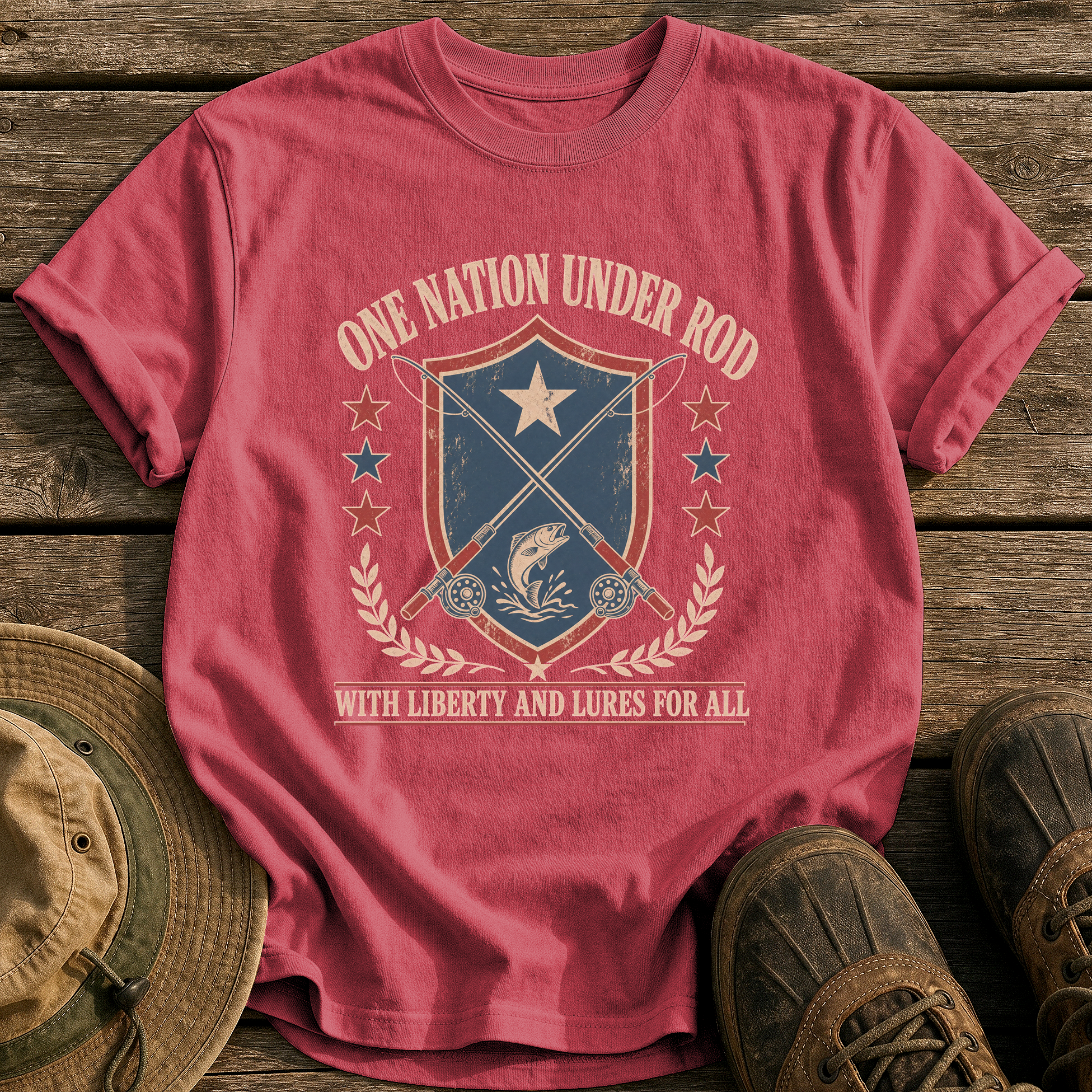 One Nation Under Rod tee - Chili - front