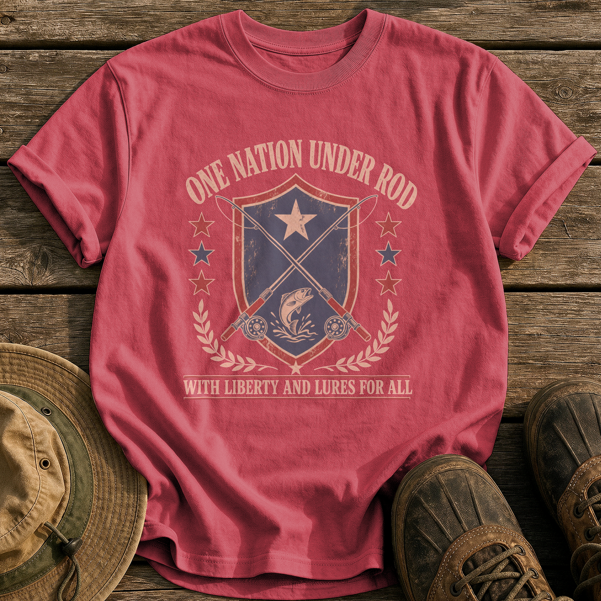One Nation Under Rod tee - Chili - front