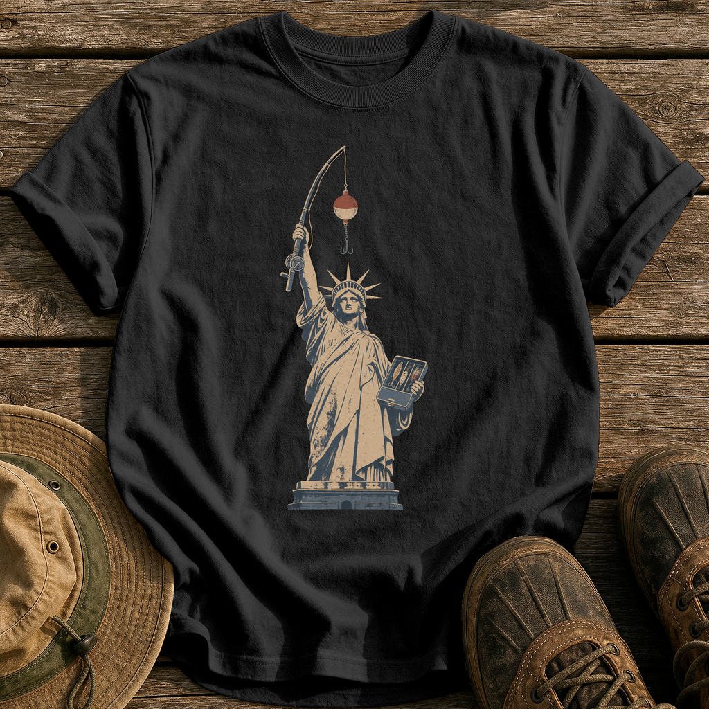 Lady Liberty's Rod tee - Black - front