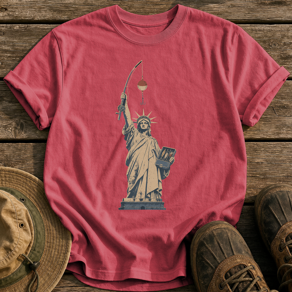 Lady Liberty's Rod tee - Chili - front