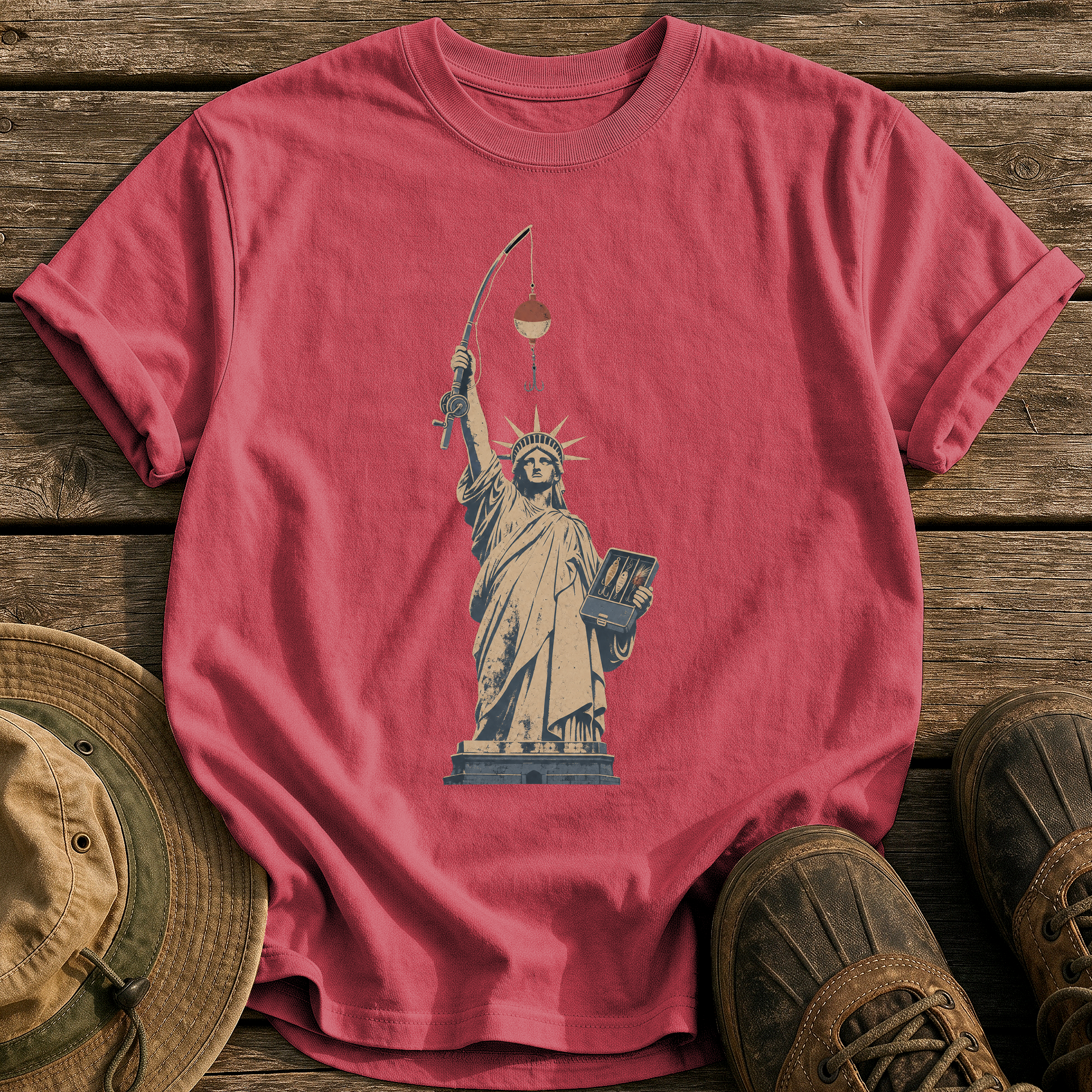 Lady Liberty's Rod tee - Chili - front