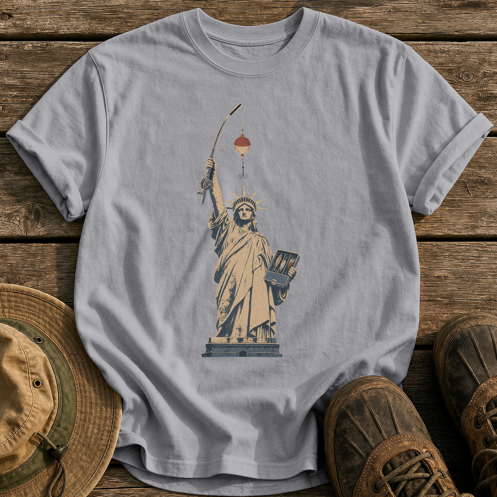 Lady Liberty's Rod tee - Grey - front