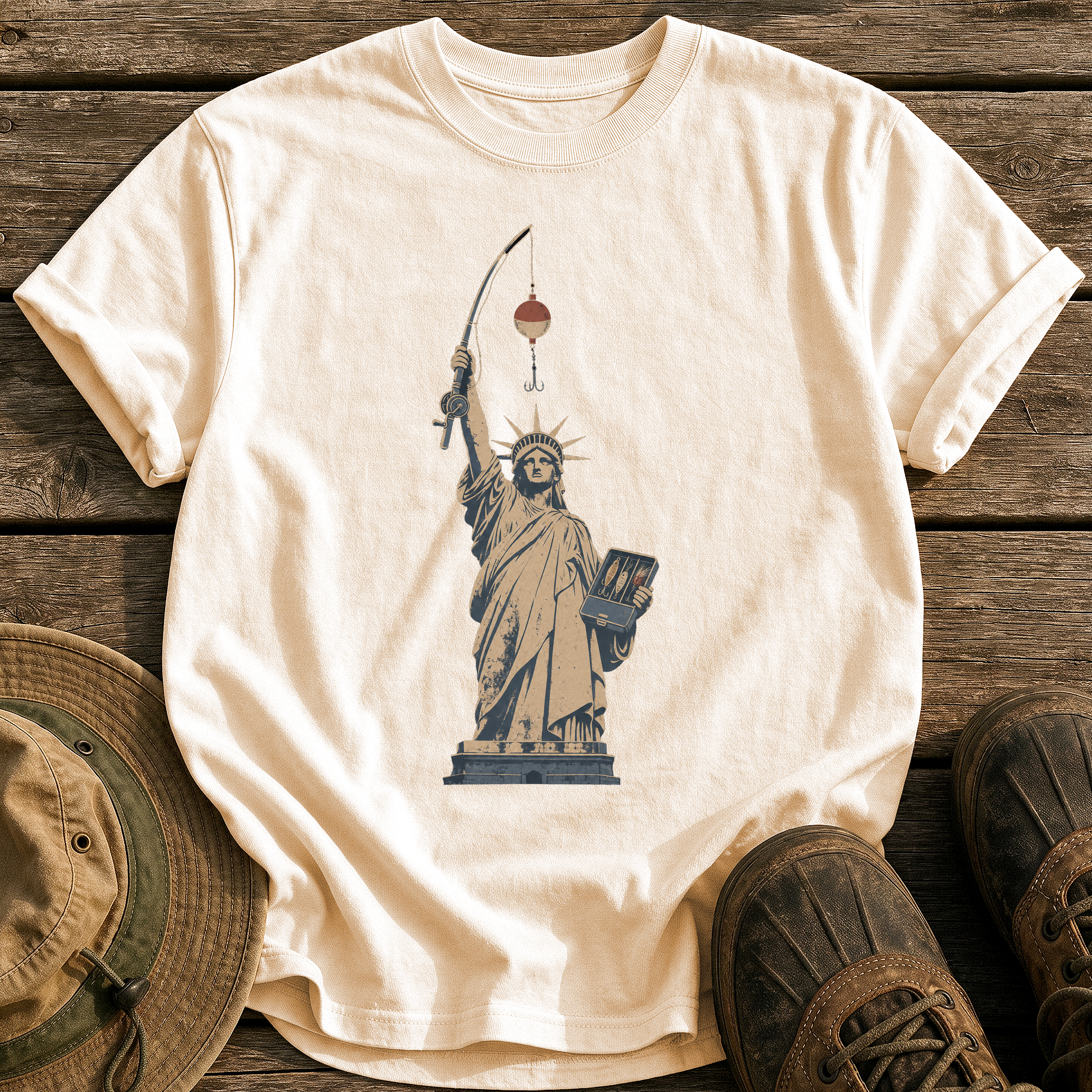 Lady Liberty's Rod tee - Ivory - front