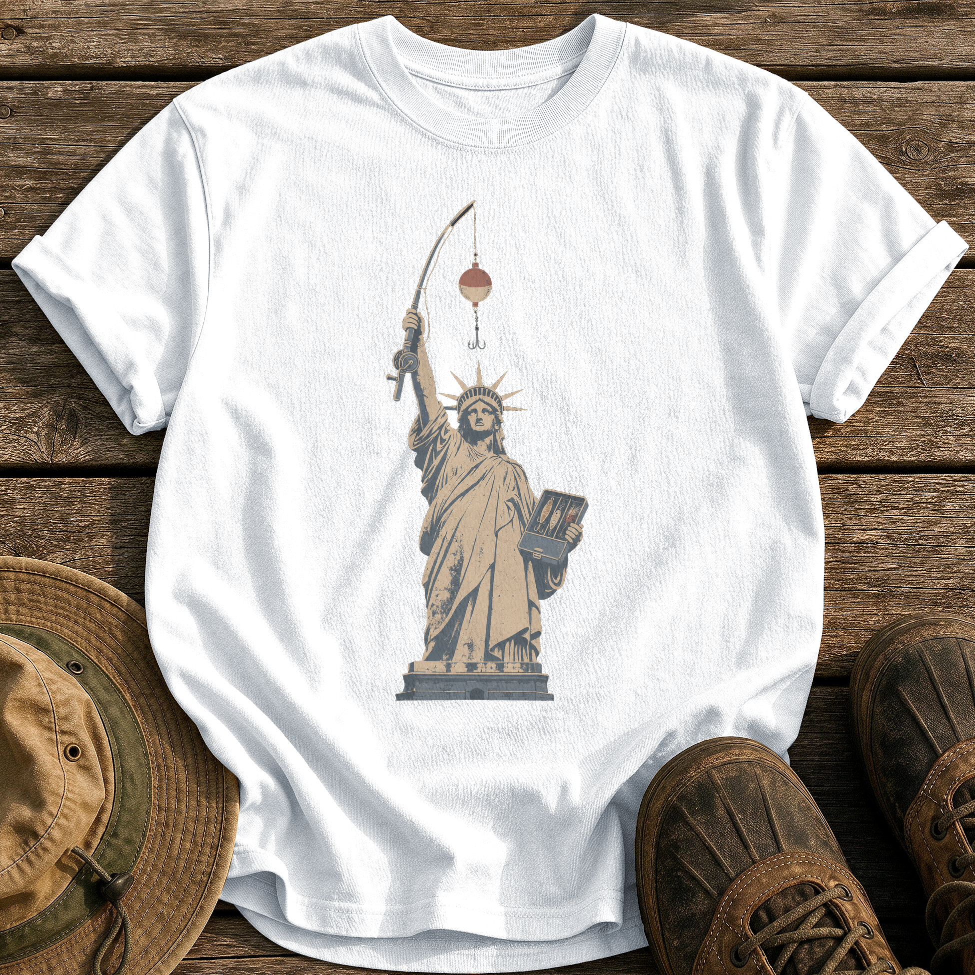 Lady Liberty's Rod tee - White - front