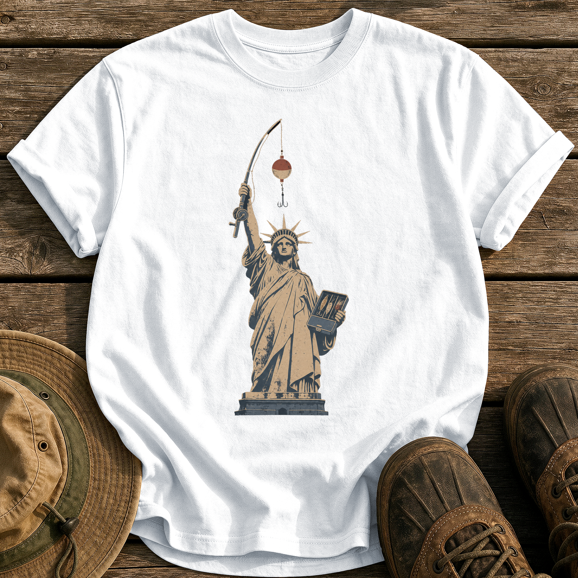 Lady Liberty's Rod tee - White - front