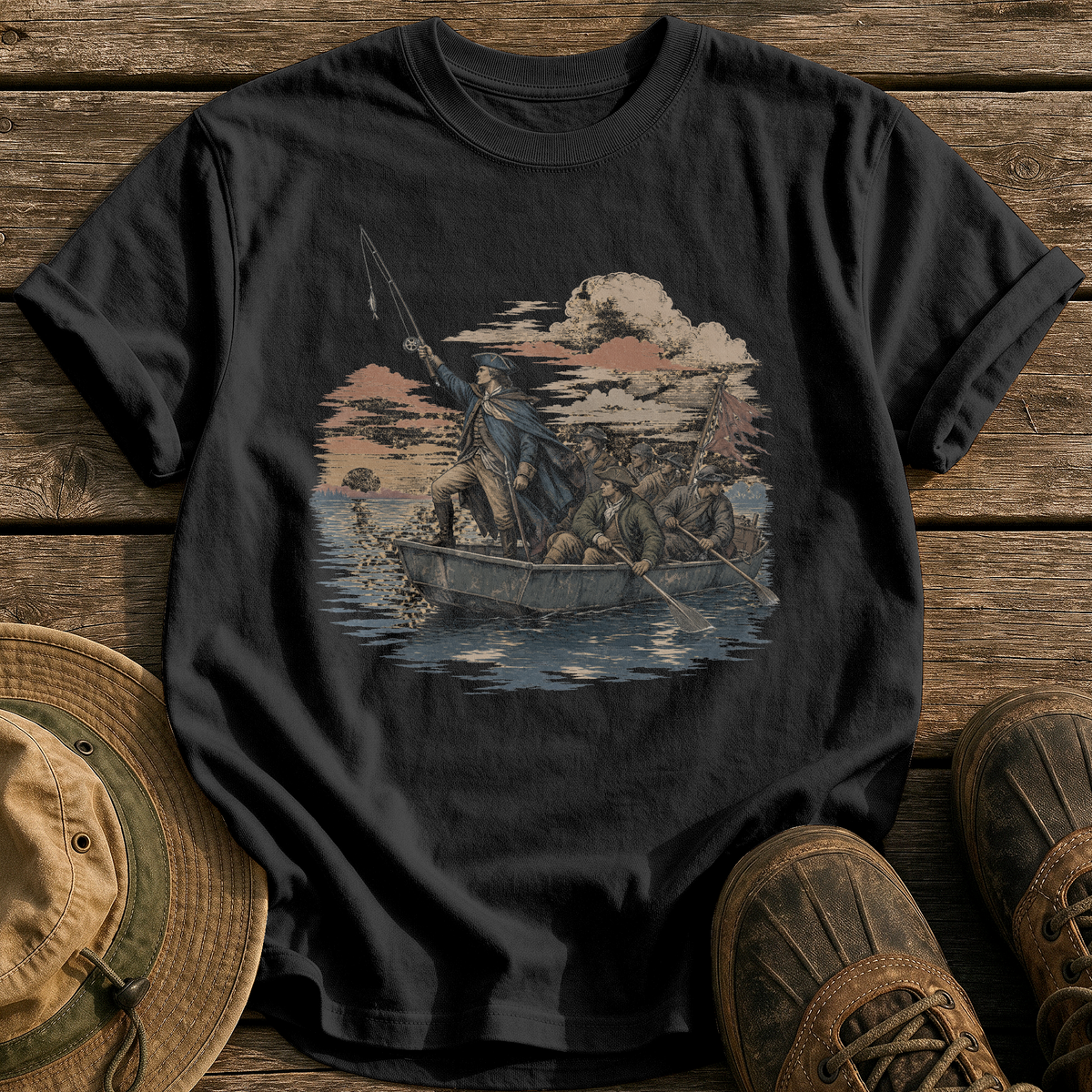 Crossing the Delaware tee - Black - front