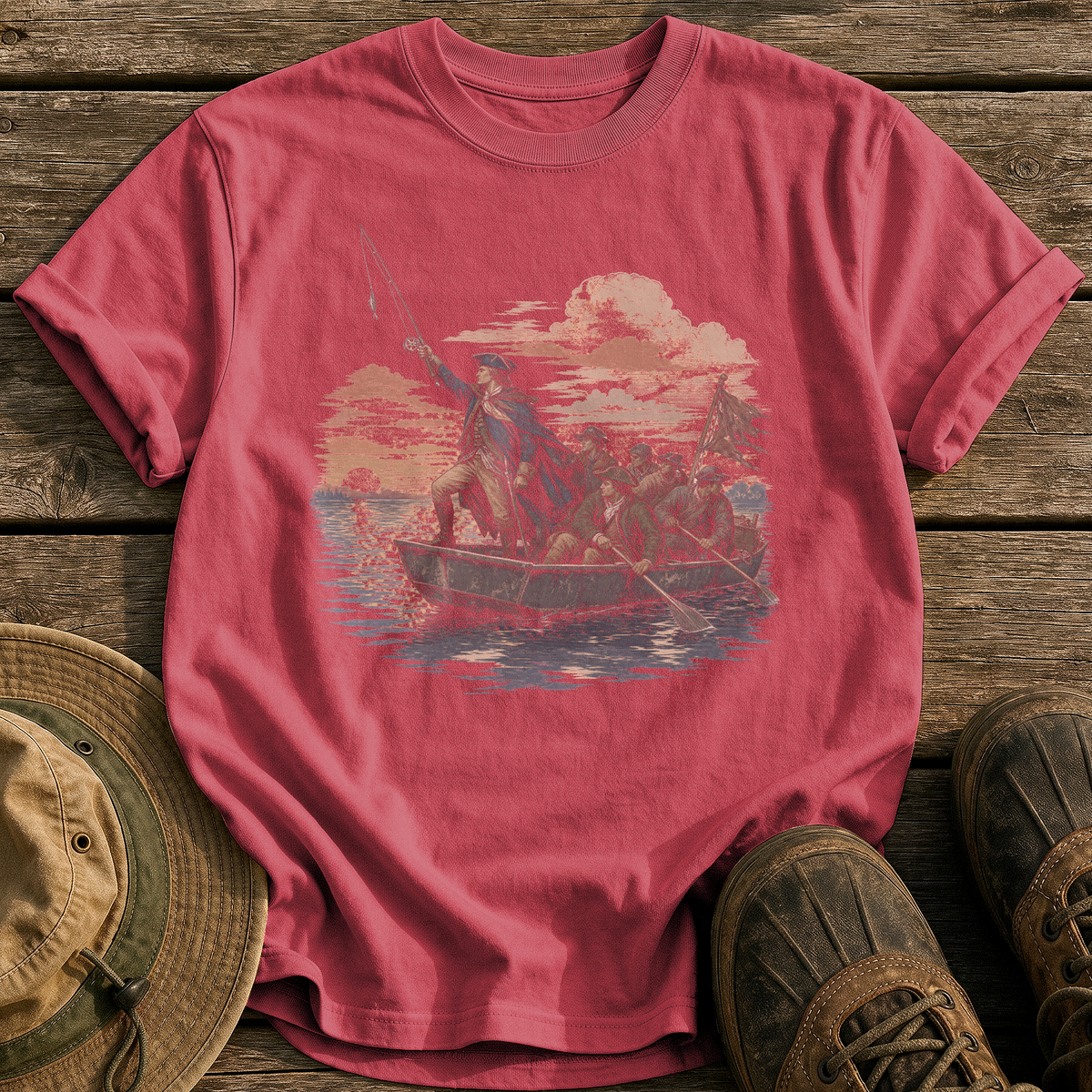 Crossing the Delaware tee - Chili - front