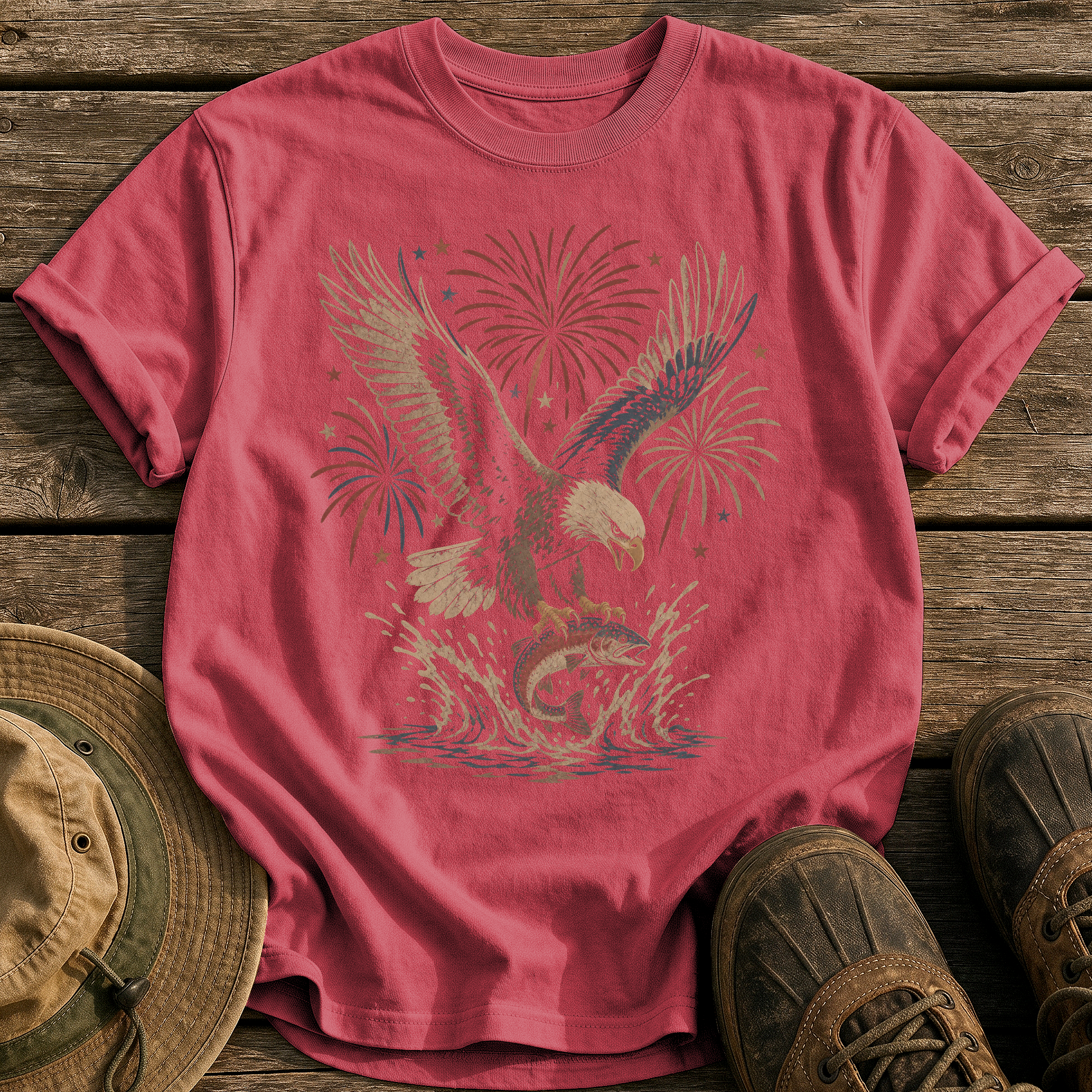 Eagle's Catch tee - Chili - front