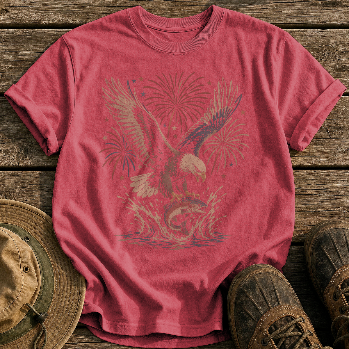 Eagle's Catch tee - Chili - front