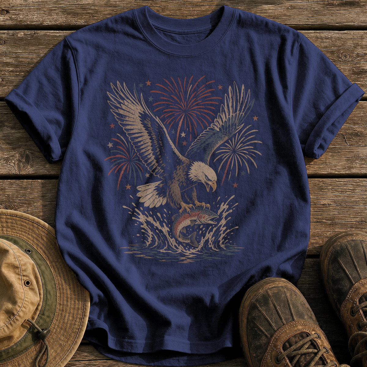 Eagle's Catch tee - True Navy - front