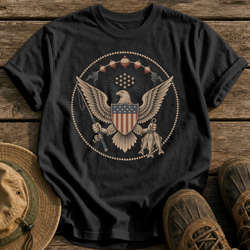 Great Seal of Fishing tee - Black - front