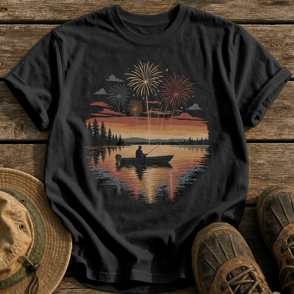 Fireworks Over the Lake tee - Black - front