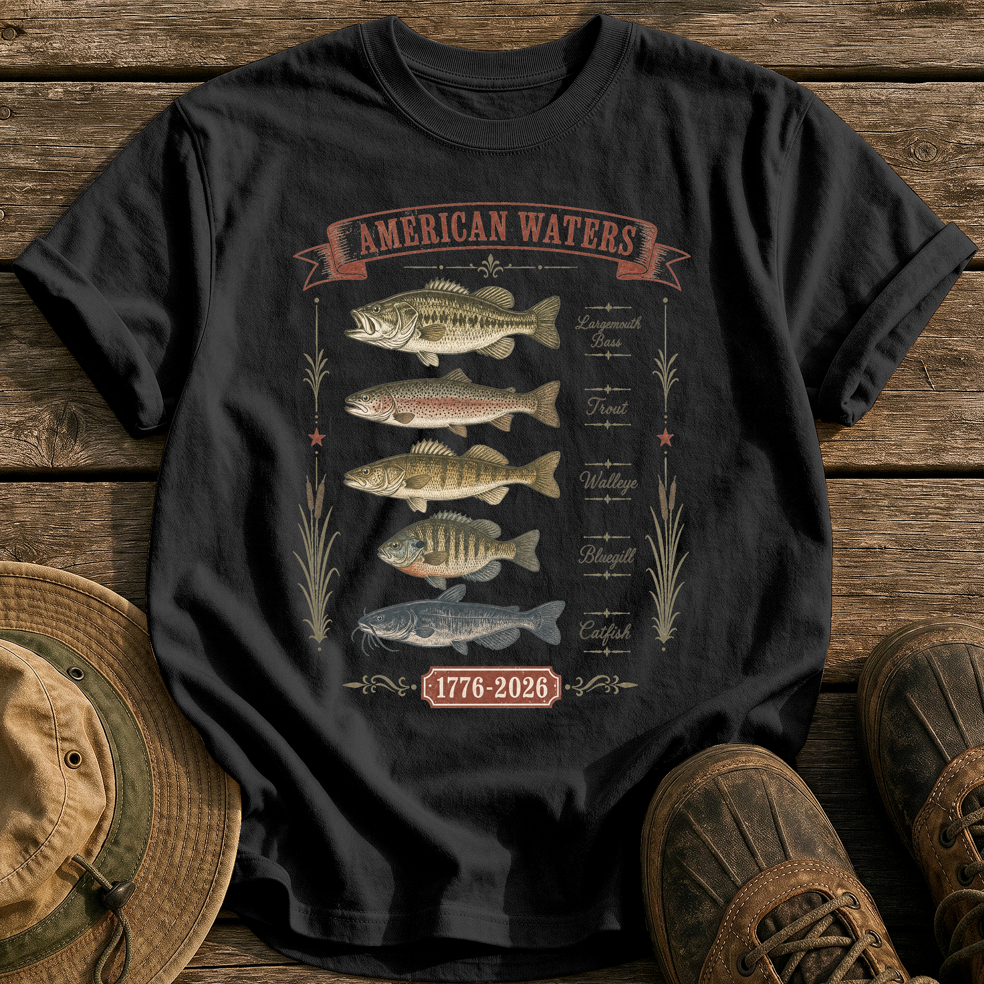 American Waters Field Guide tee - Black - front