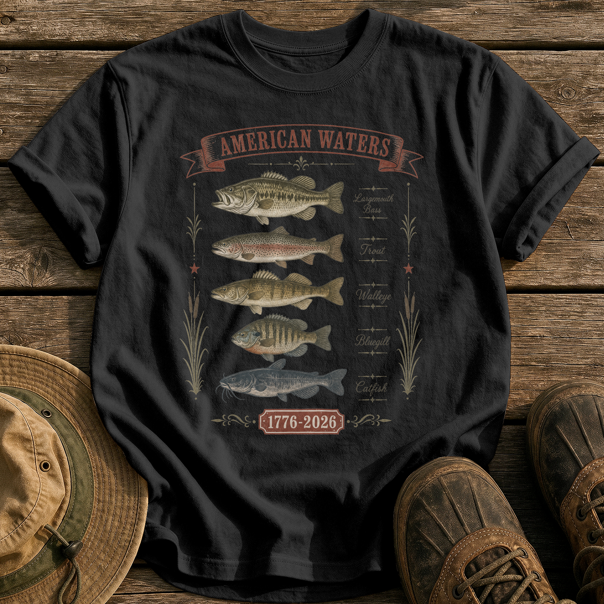 American Waters Field Guide tee - Black - front