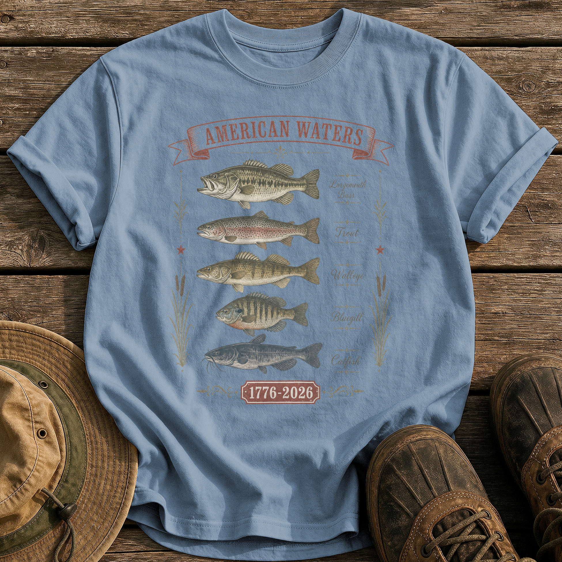 American Waters Field Guide tee - Blue Jean - front