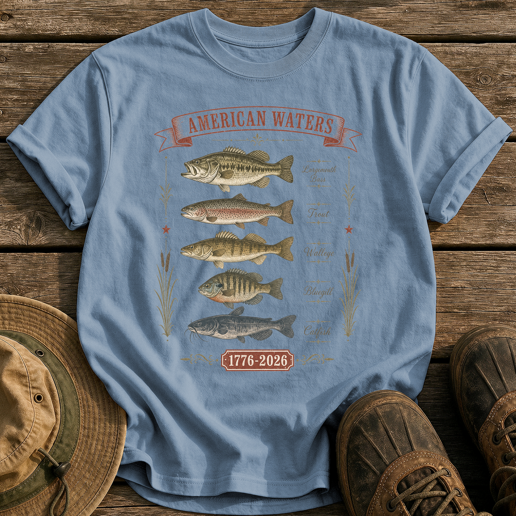 American Waters Field Guide tee - Blue Jean - front