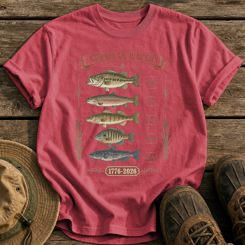 American Waters Field Guide tee - Chili - front