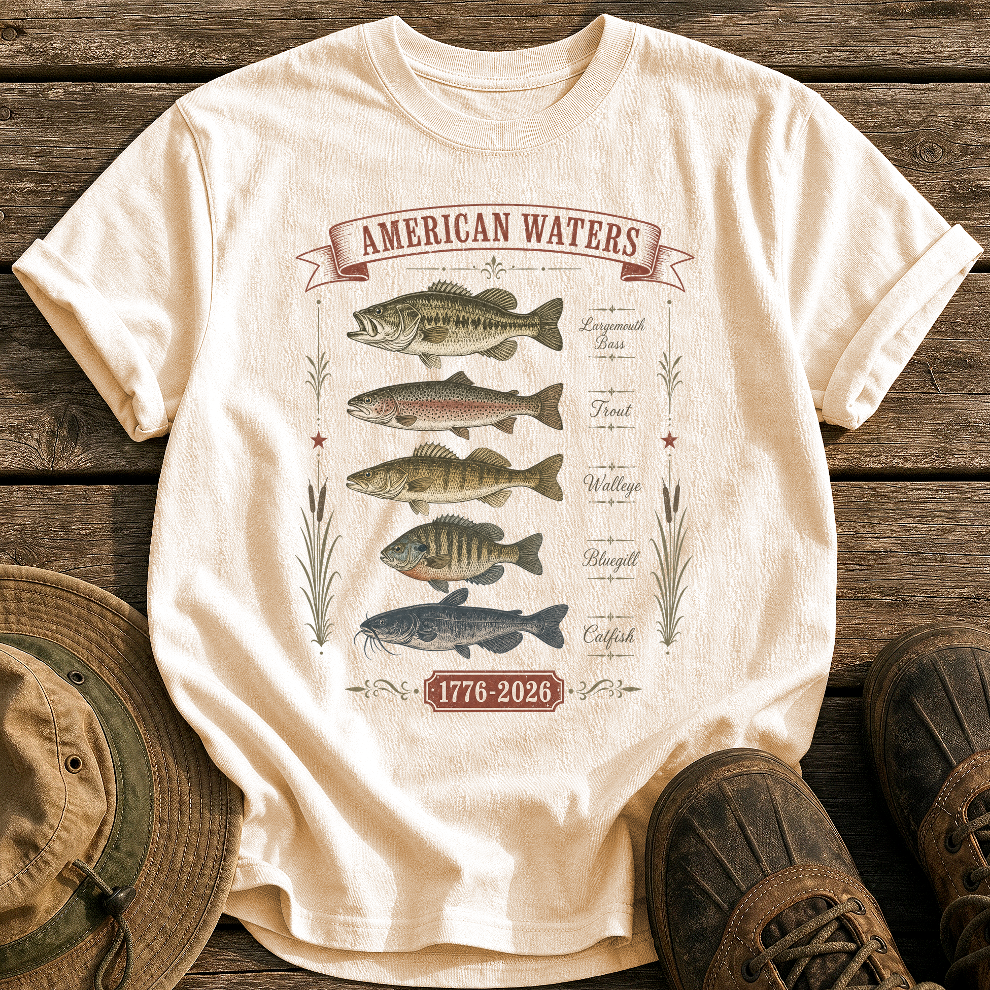 American Waters Field Guide tee - Ivory - front