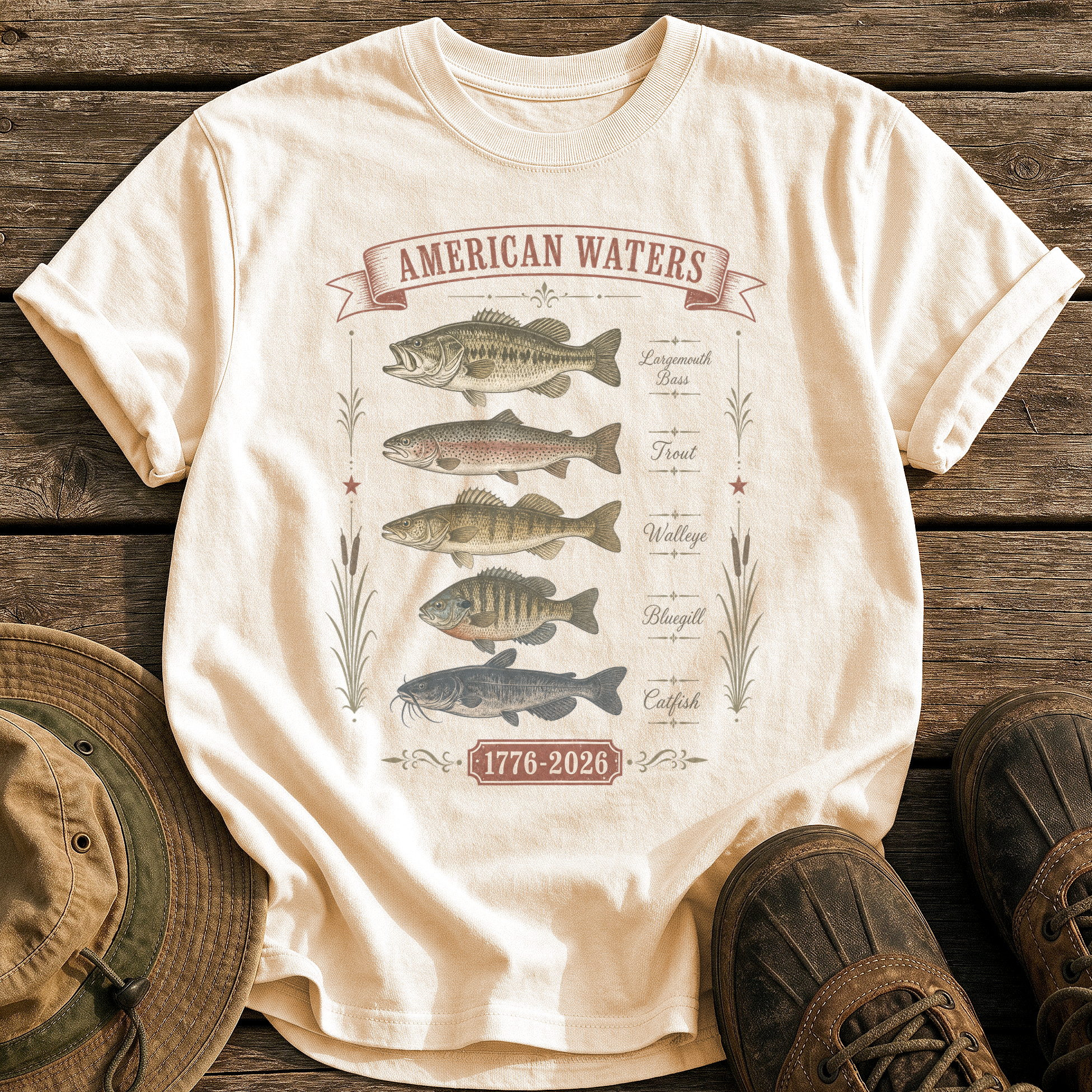 American Waters Field Guide tee - Ivory - front
