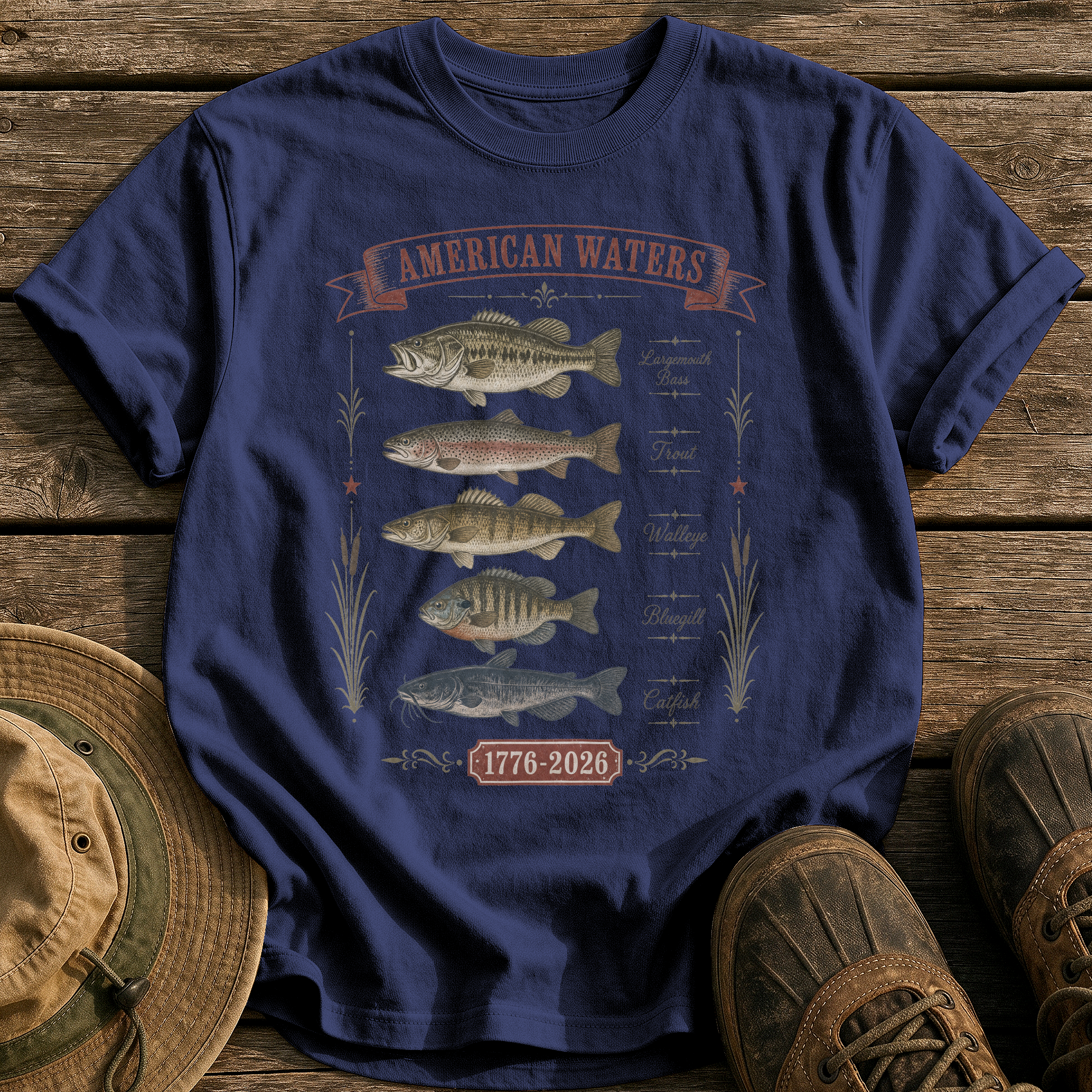 American Waters Field Guide tee - True Navy - front