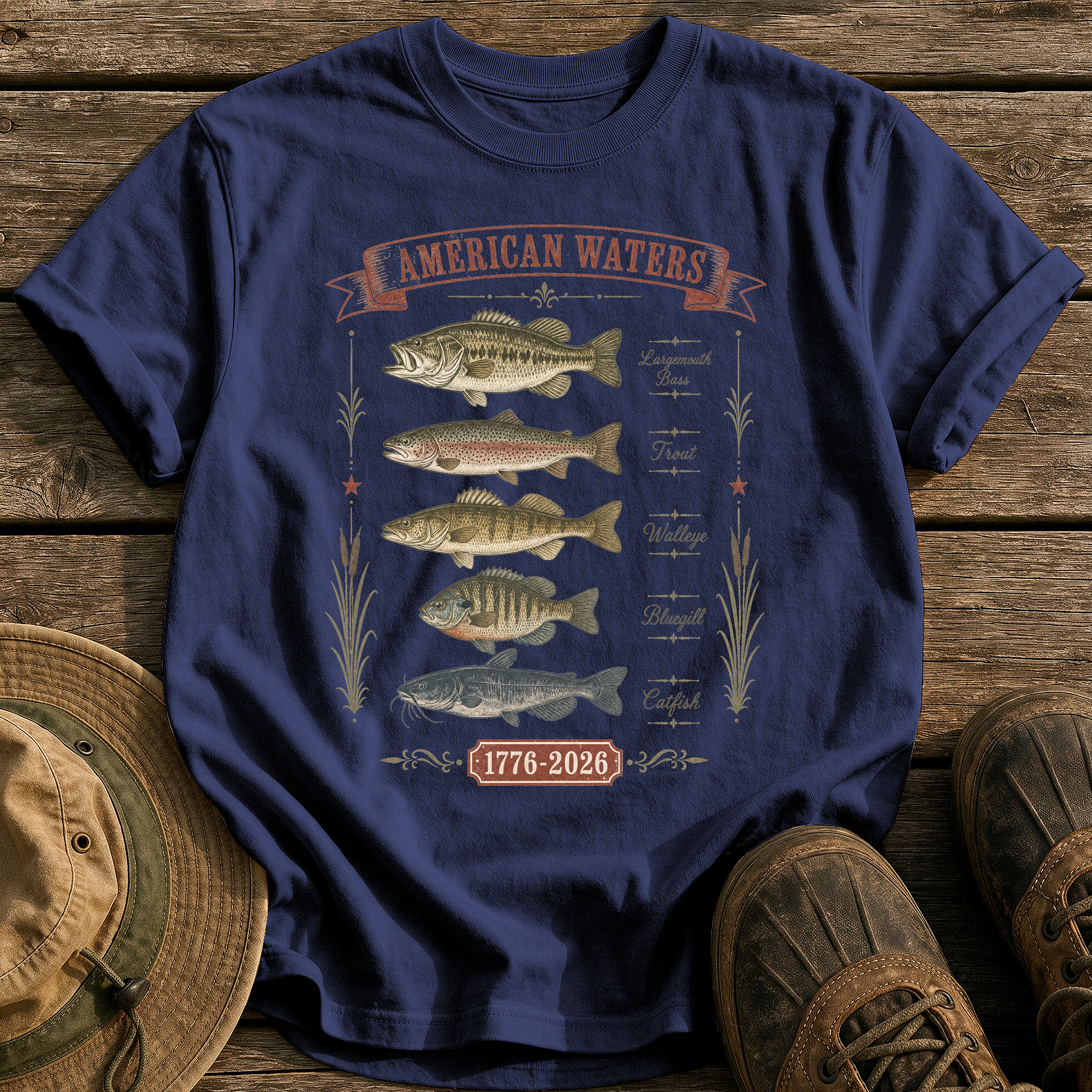 American Waters Field Guide tee - True Navy - front
