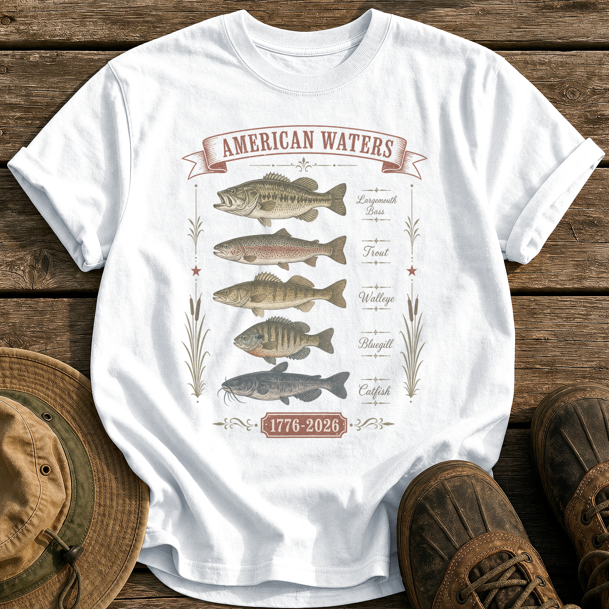 American Waters Field Guide tee - White - front