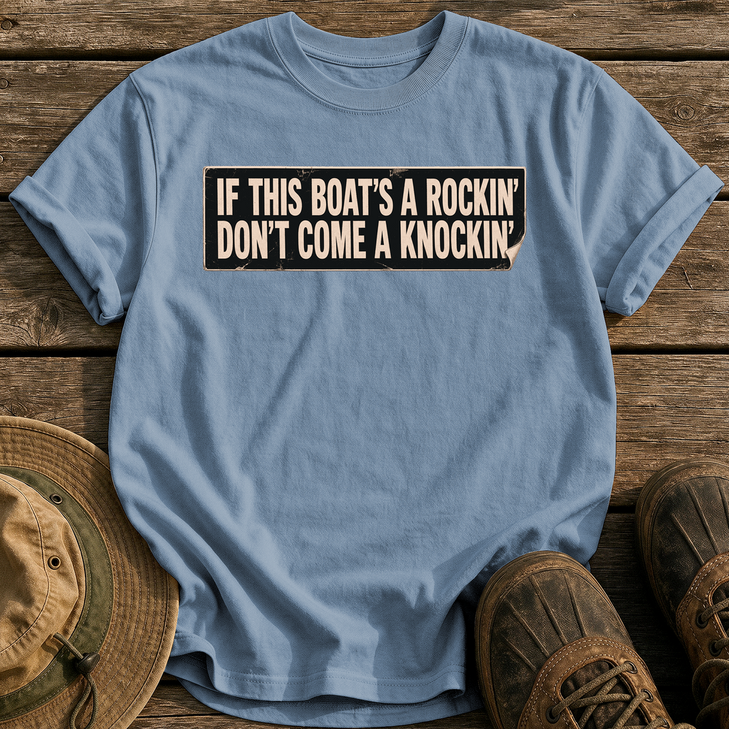 If This Boat's a Rockin' tee - Blue Jean - front