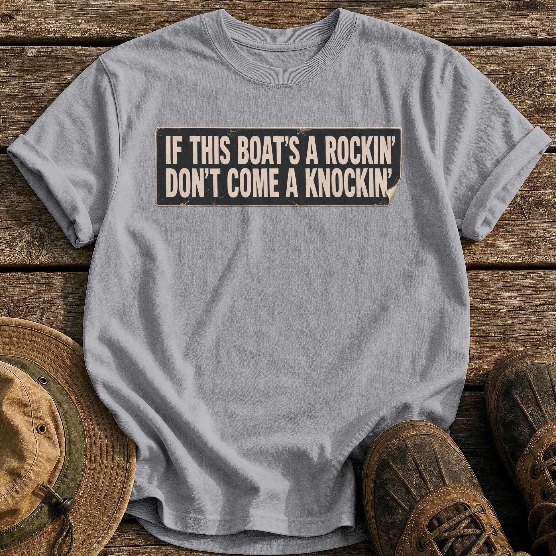 If This Boat's a Rockin' tee - Grey - front
